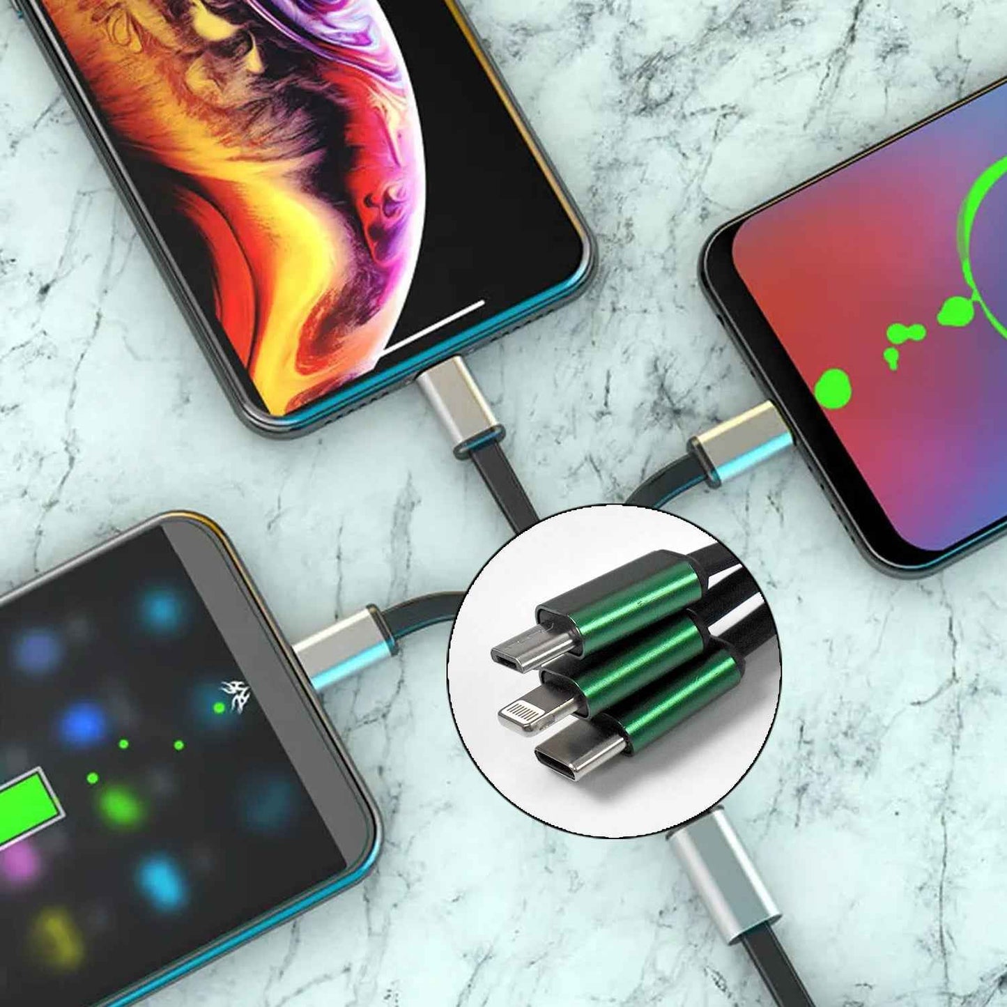 Charging Cable 3 In 1 Extendable Data Transmit Charging Cable (1 Pc)