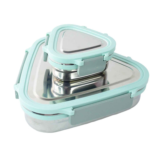 Ganesh Trinity 2-piece Stainless Steel Triangle Lunch Box Set