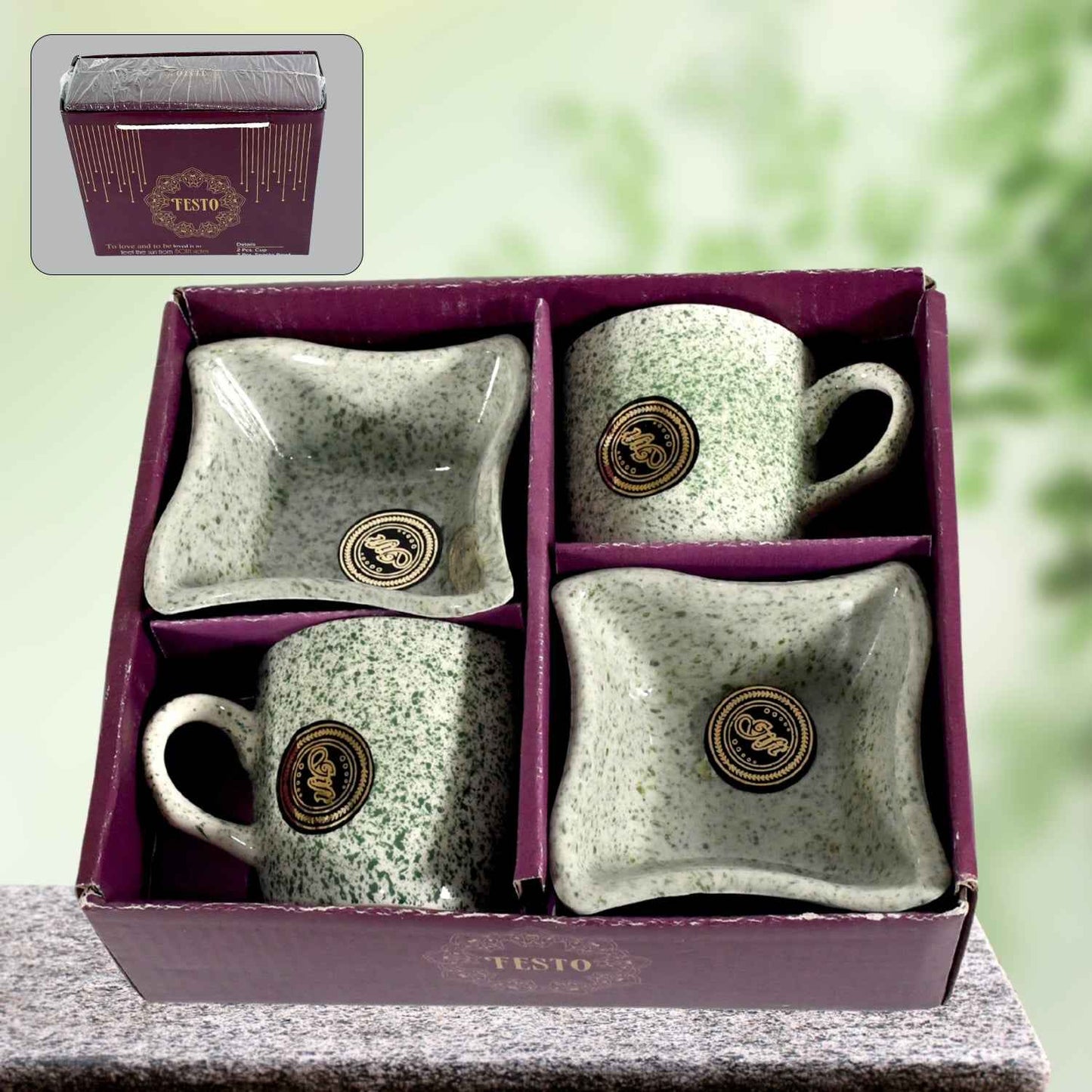 8224 Festo Ceramic Tea Cups Mug Set Including Snacks Serving Bowl Milk Cup Coffee Cup Tea Cup Breakfast Cup Drinking Mug Or Outdoor For Household Gift For Birthday Wedding Party (4 Pcs Set)