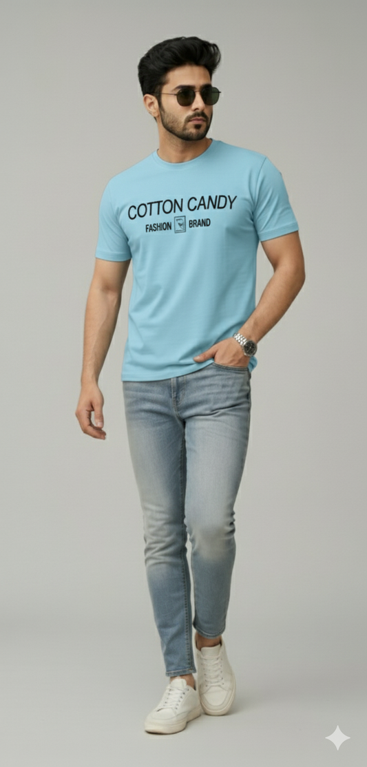 Cotton Candy Round Neck Hosiery T-Shirt ECOM4011-1