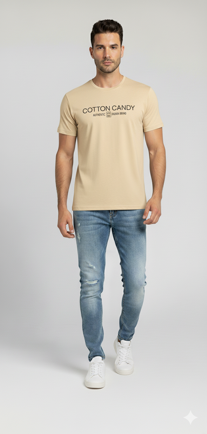 Cotton Candy Round Neck Hosiery T-Shirt ECOM4011-1