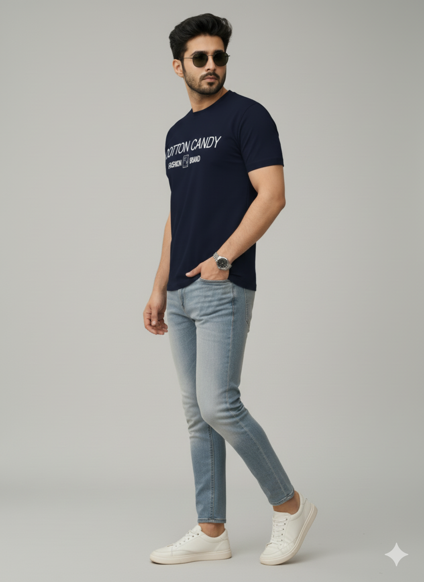 Cotton Candy Round Neck Hosiery T-Shirt ECOM4011-1