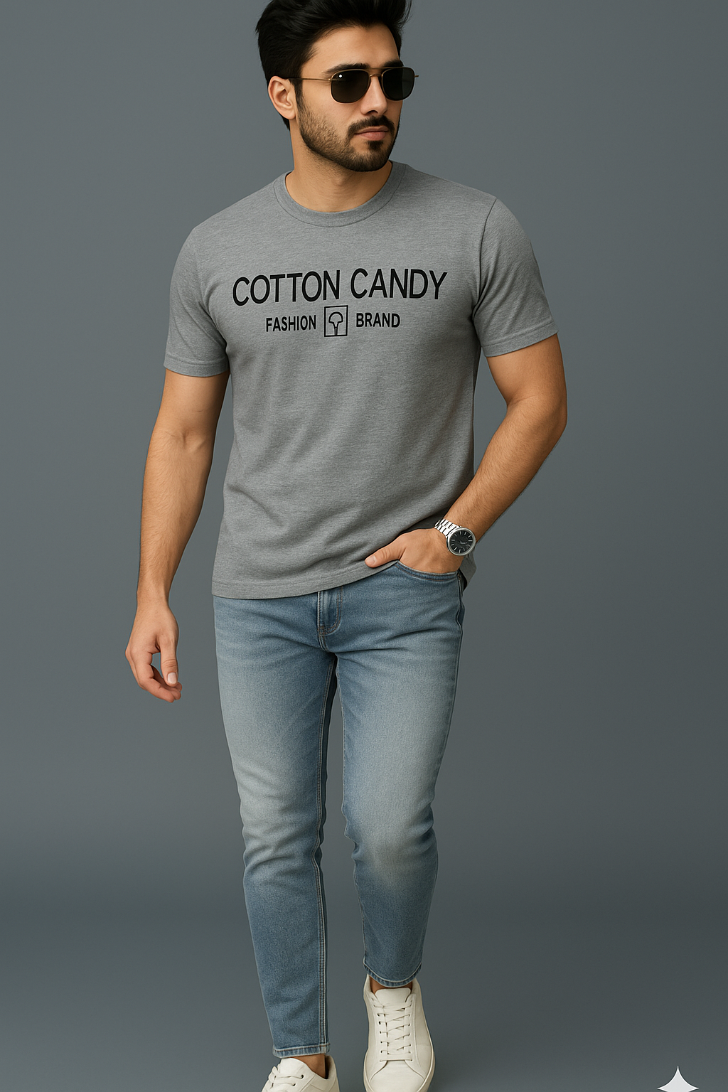 Cotton Candy Round Neck Hosiery T-Shirt ECOM4011-1