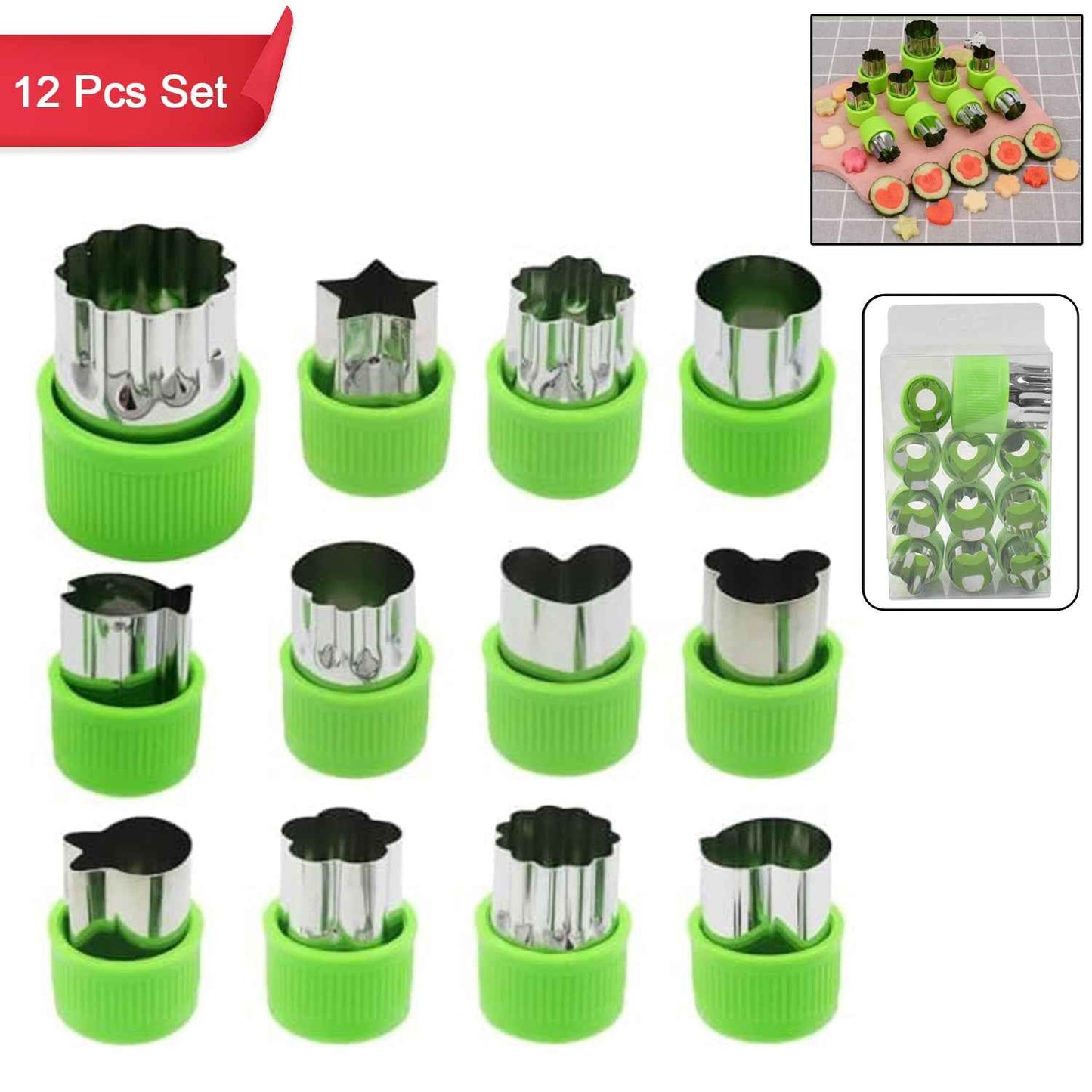 Stainless Steel Cookie Cutter Shapes Set Baking Cooking Food Decoration (12 Pcs Set)