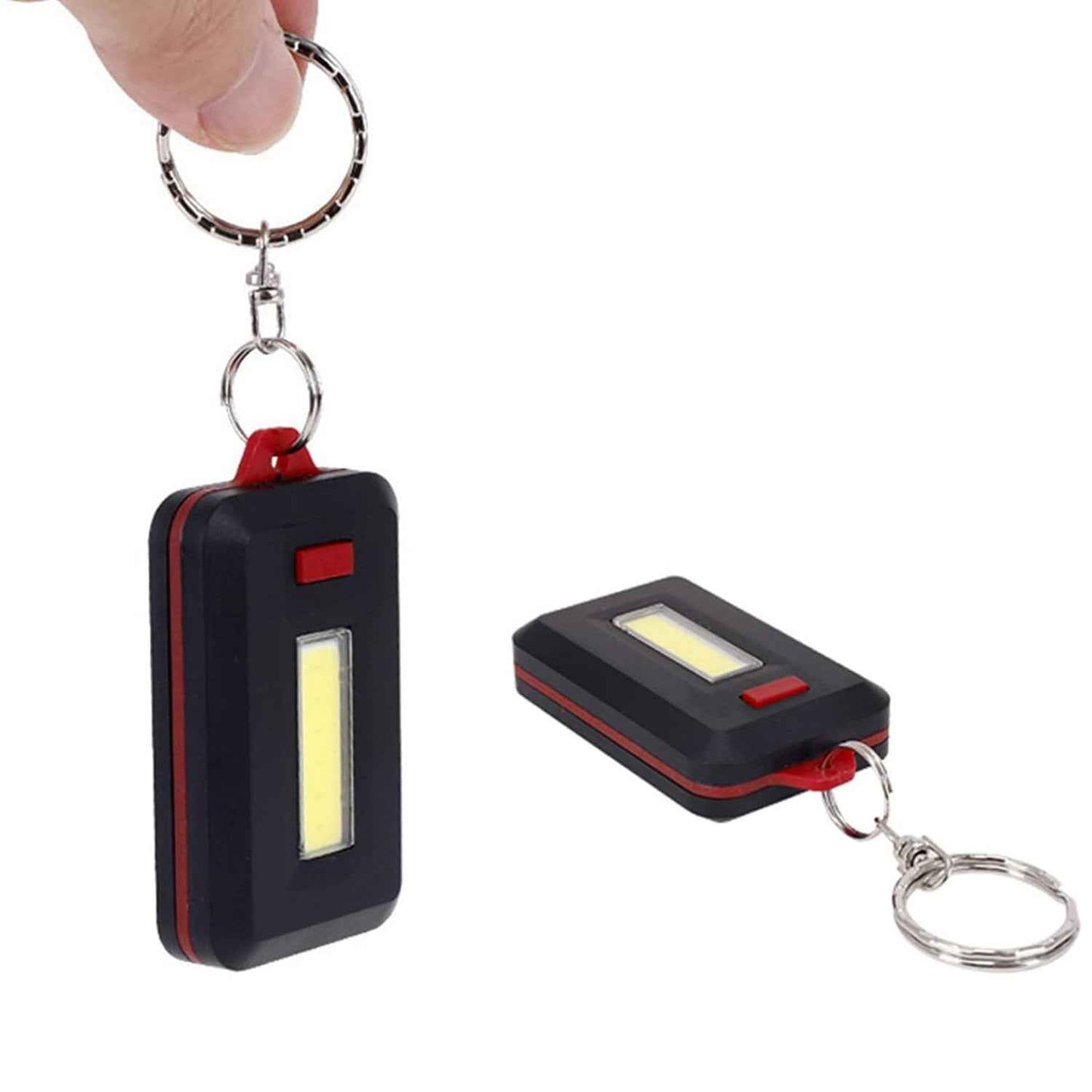 Led Keychain Cob Light With Hook Loop Sticker. 3 Light Modes (1 Pc Battery Not Included)
