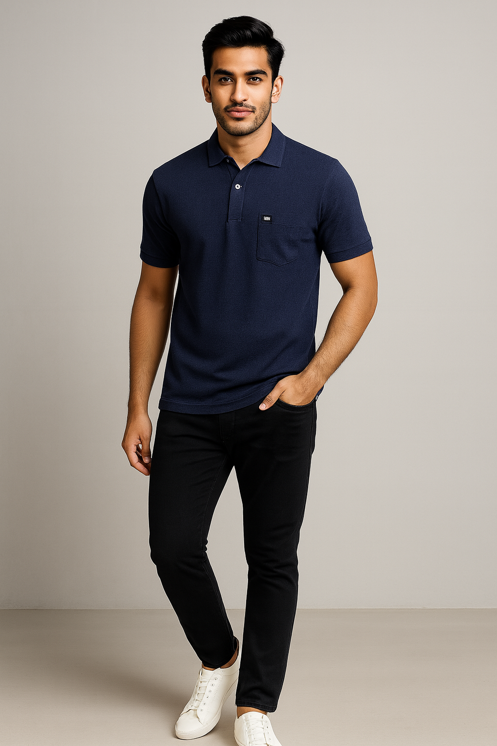 Cotton Candy Collar Pocket Button Hosiery T-Shirt Ecome-4009-2