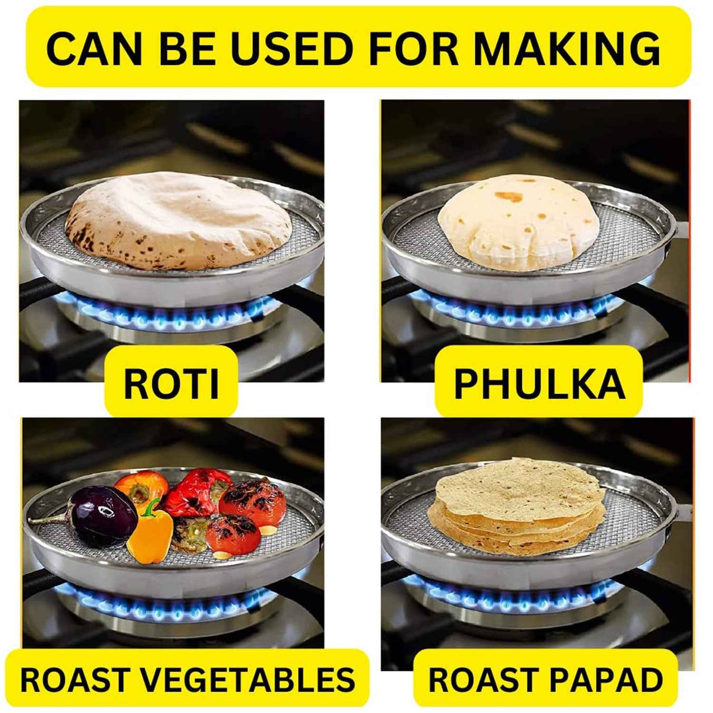7119 Steel Roaster Grill Jali For Papad Tandoor Chapati Roast Use ( 1 Pc )