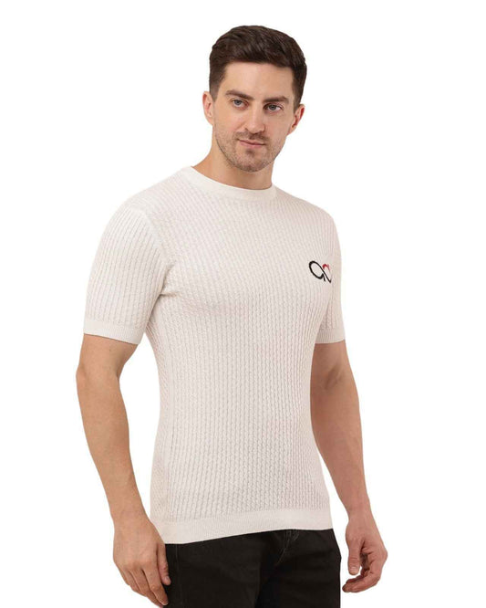 Adada Men's Ribbed Knitted T-shirt - Short Sleeve Comfortable Style - EcomEdge
