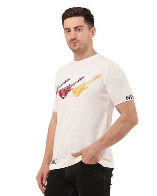 Adada Three Guitar Men's T-Shirt - Short Sleeve Knitted Design - EcomEdge