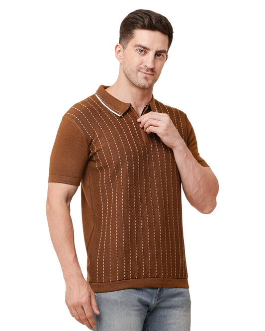 Adada Vertical Half Sleeve T-shirt - Stylish Knit for Every Occasion - EcomEdge