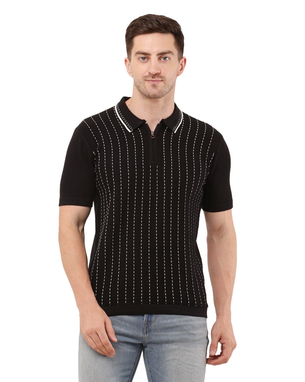 Adada Vertical Half Sleeve T-shirt - Stylish Knit for Every Occasion - EcomEdge