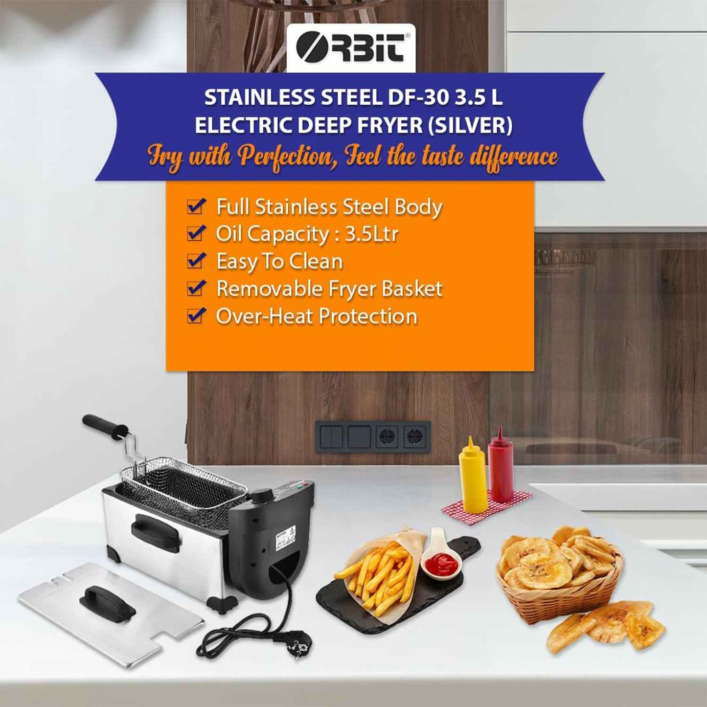 Orbit Heavy Duty 2000w Deep Fryer With 3.5 Litre Oil Capacity