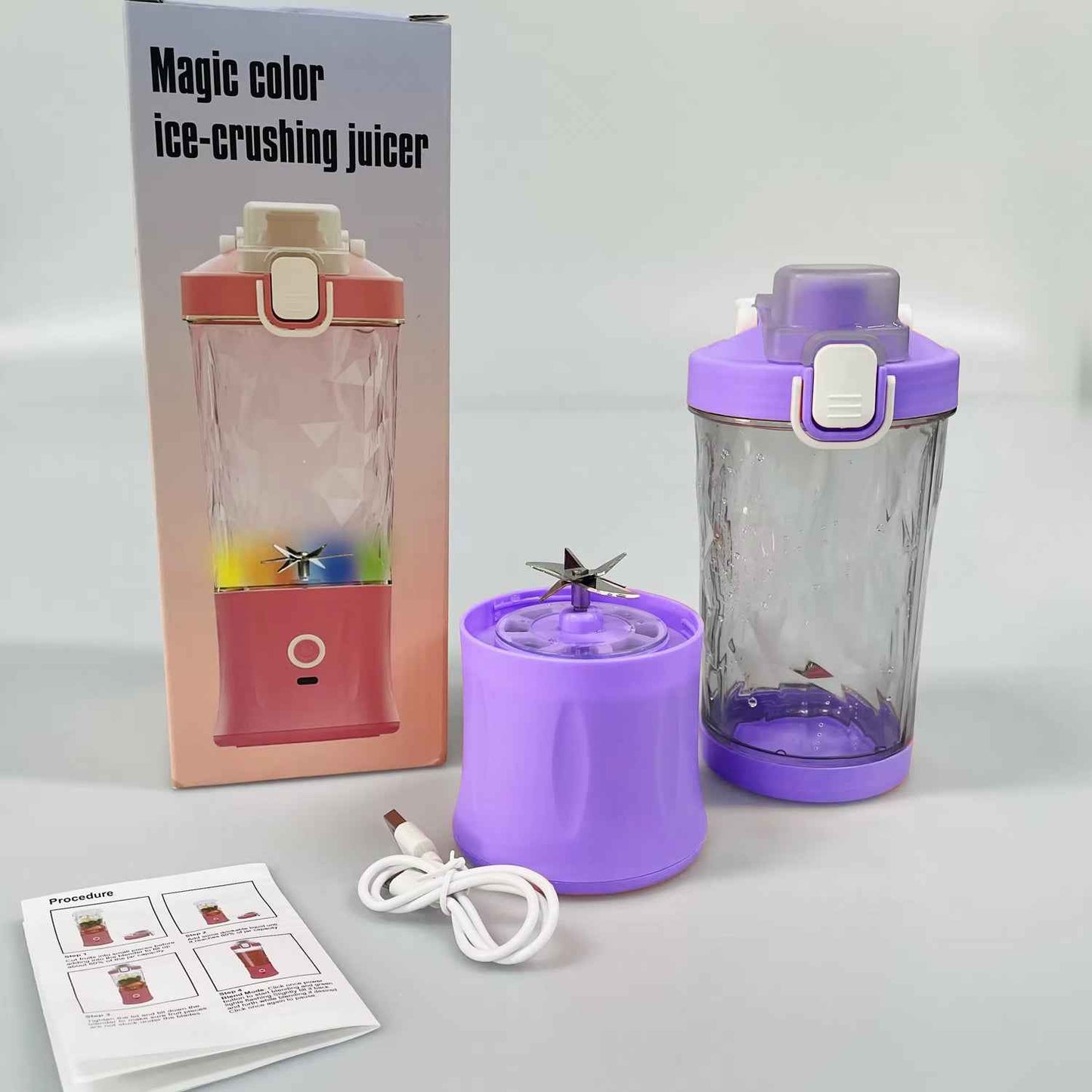 Eletric Crusher Juicer With Multicolor Light 8 Blades (600 Ml Multicolor)
