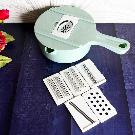 Vegetable Choppers With Drain Basket 6 In 1 Vegetable Slicer Blades (1 Set)