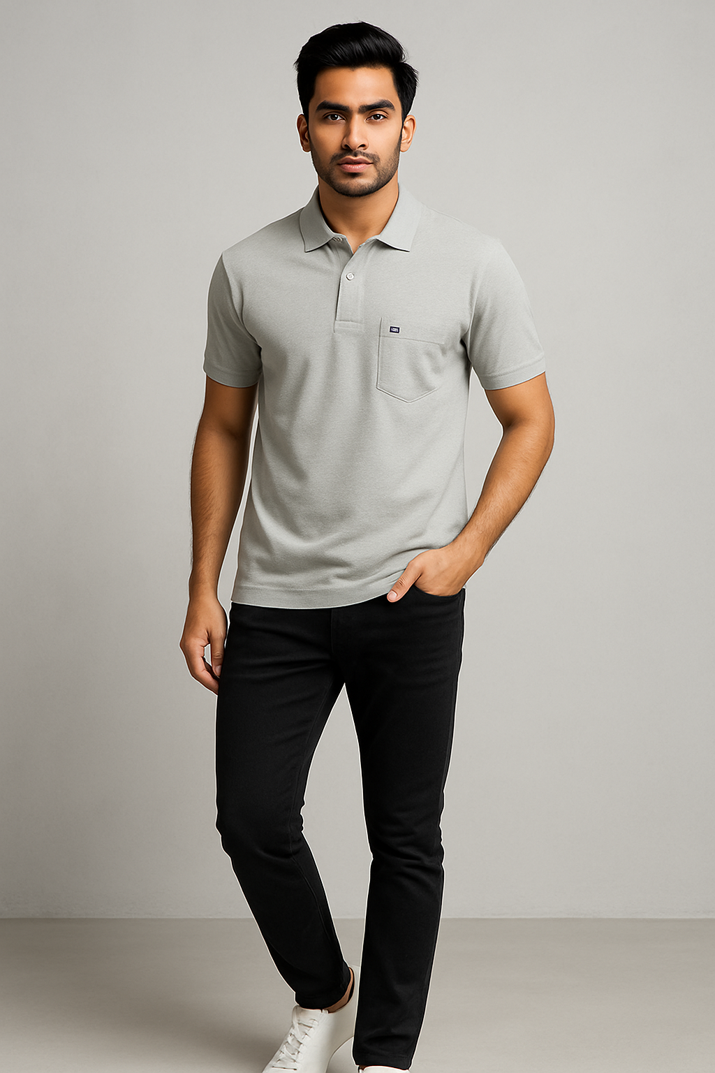 Cotton Candy Collar Pocket Button Hosiery T-Shirt Ecome-4009-2