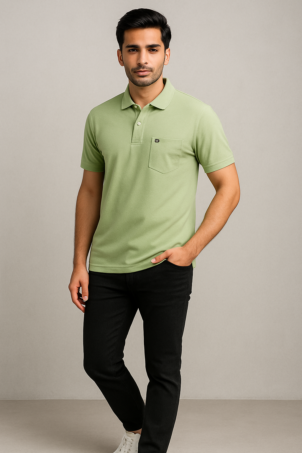 Cotton Candy Collar Pocket Button Hosiery T-Shirt Ecom-4009-1