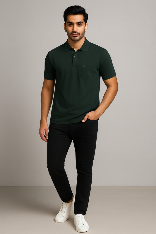 Cotton Candy Collar Pocket Button Hosiery T-Shirt Ecom-4009-1