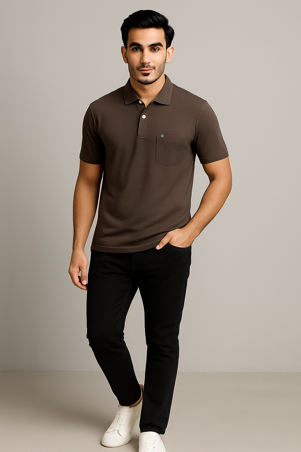 Cotton Candy Collar Pocket Button Hosiery T-Shirt Ecom-4009-1