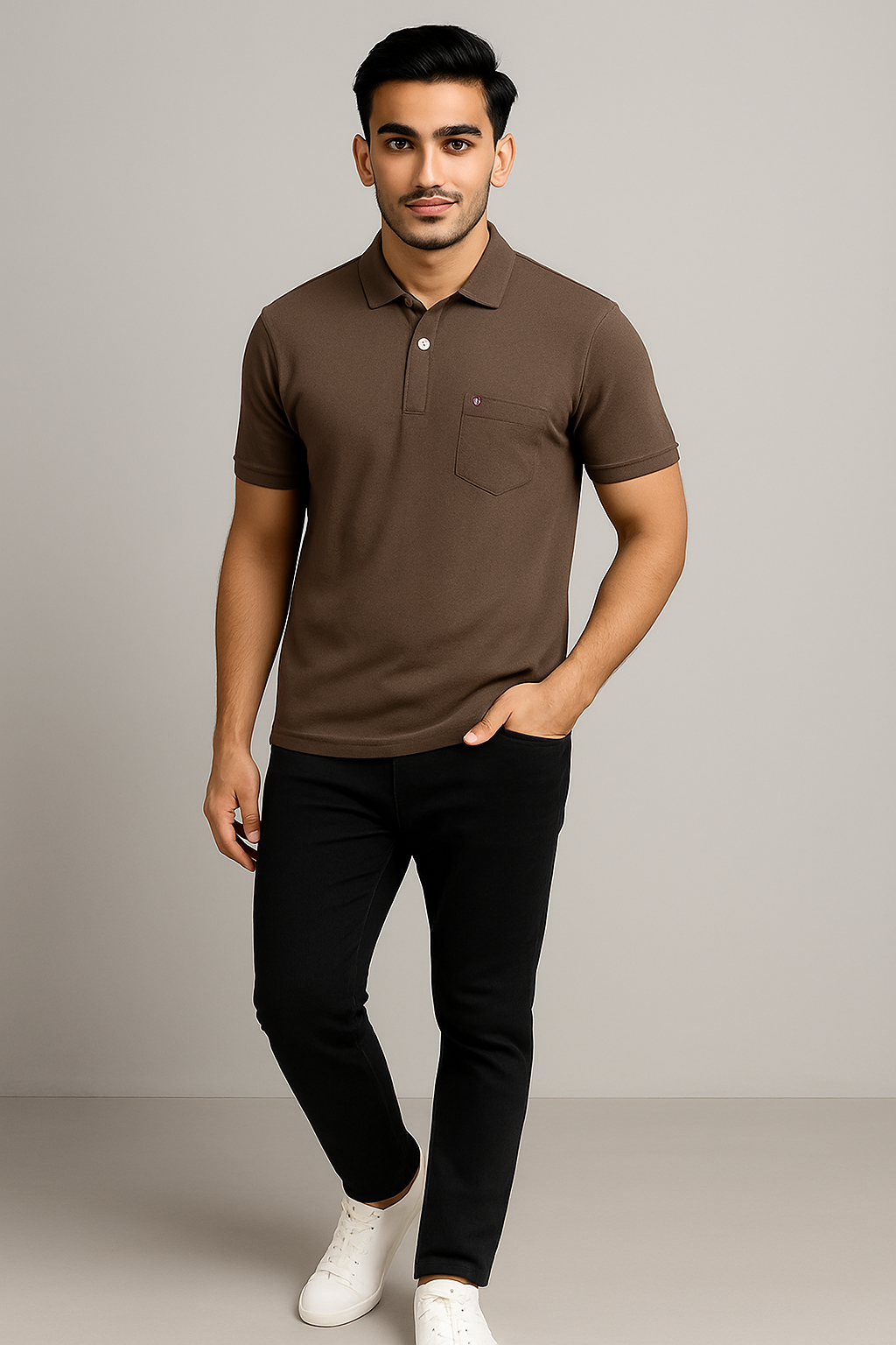 Cotton Candy Collar Pocket Button Hosiery T-Shirt Ecom-4009-1
