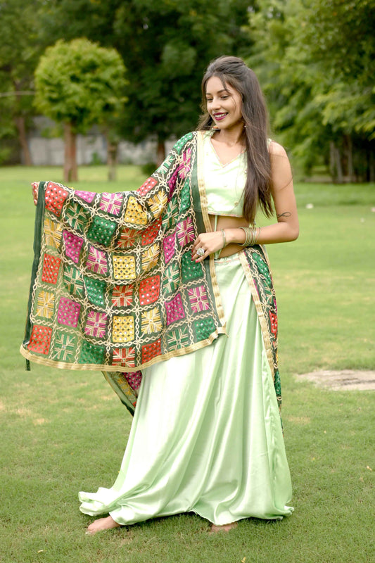 Perfect Pista Green Silk Lehenga Choli - EcomEdge