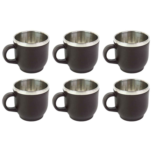 Apex Premium Double Wall Stainless Steel Cappuccino Mug Gift Set (6 Pc 100 Ml)