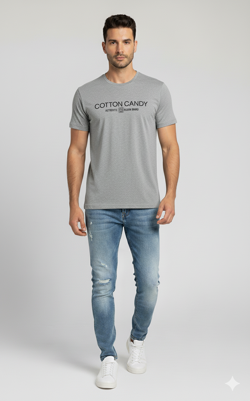 Cotton Candy Round Neck Hosiery T-Shirt ECOM4011-1