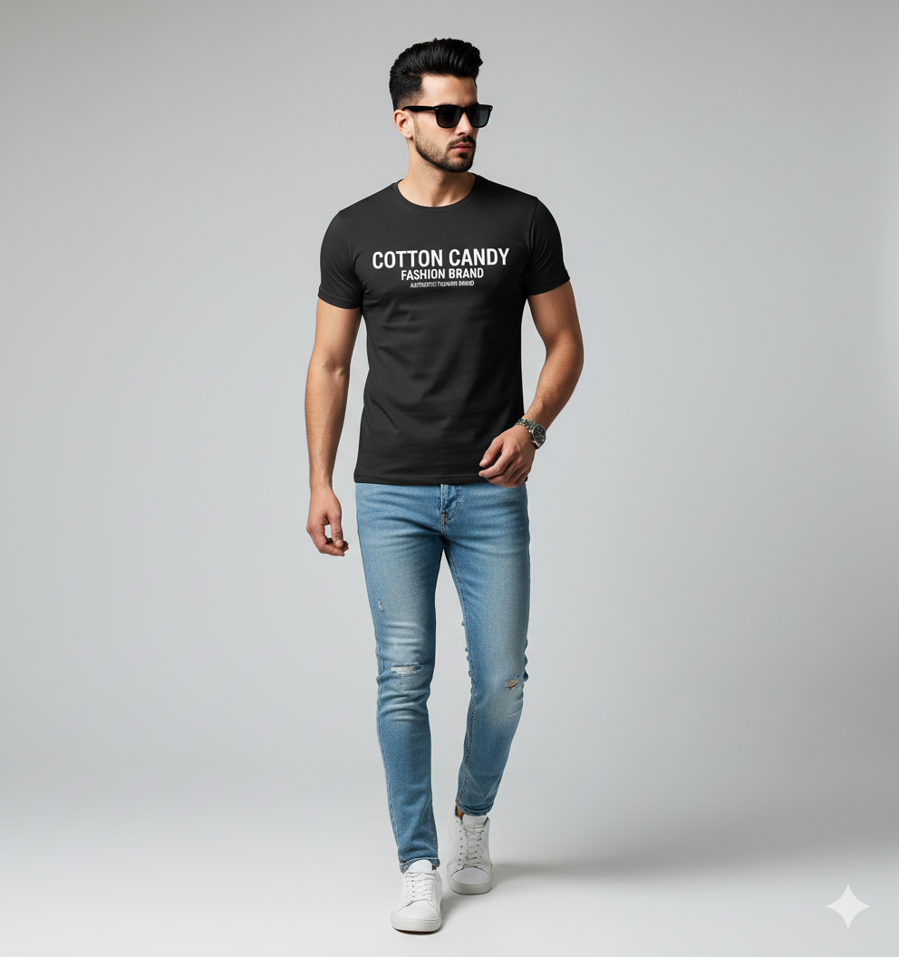 Cotton Candy Round Neck Hosiery T-Shirt ECOM4011-1