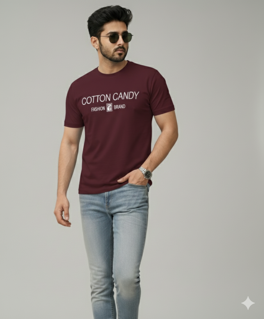 Cotton Candy Round Neck Hosiery T-Shirt ECOM4011-2