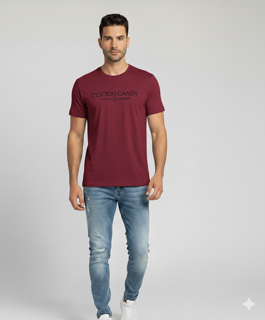Cotton Candy Round Neck Hosiery T-Shirt ECOM4011-2