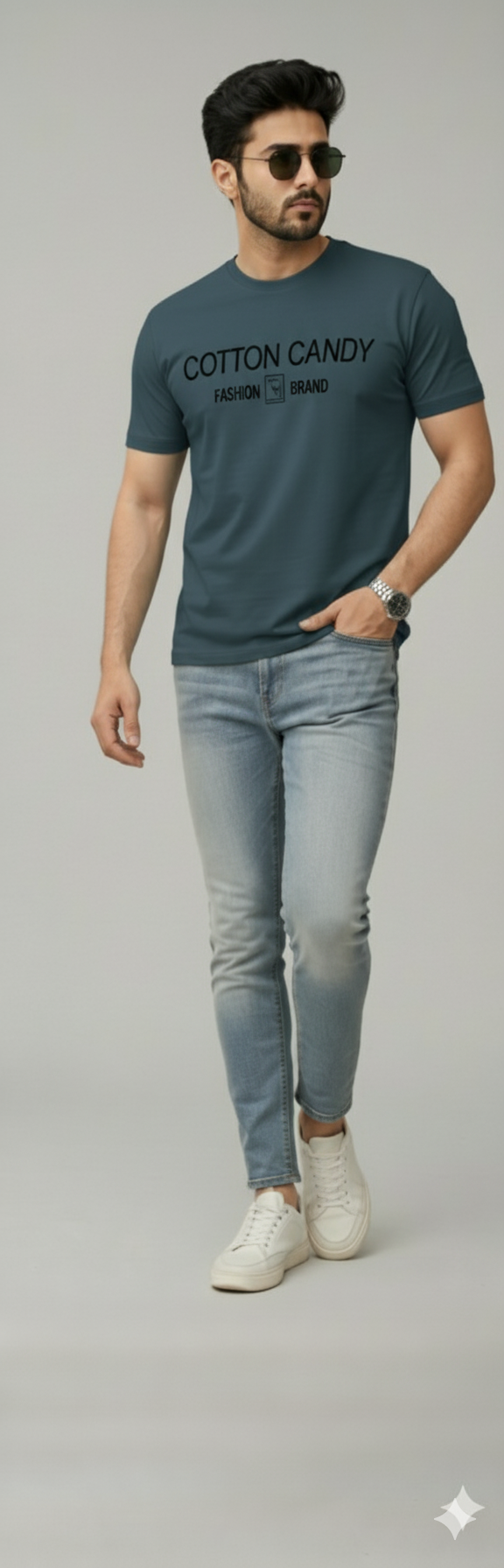 Cotton Candy Round Neck Hosiery T-Shirt ECOM4011-2