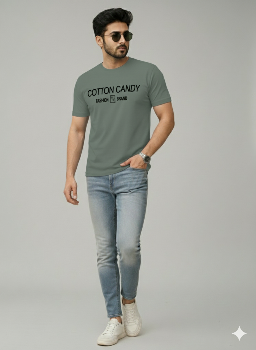 Cotton Candy Round Neck Hosiery T-Shirt ECOM4011-2