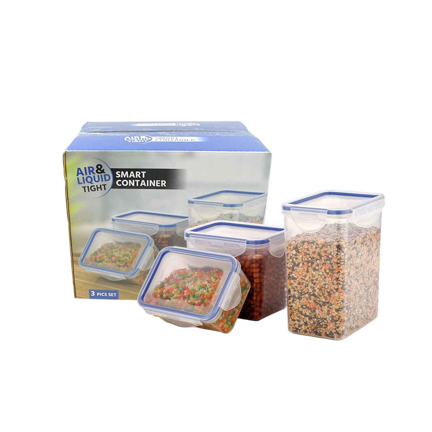 5800 Classics Rectangular Plastic Airtight Food Storage Containers With Leak Proof Locking Lid Storage Container Set Of 3 Pc( Approx Capacity 500ml1000ml1500ml Transparent)