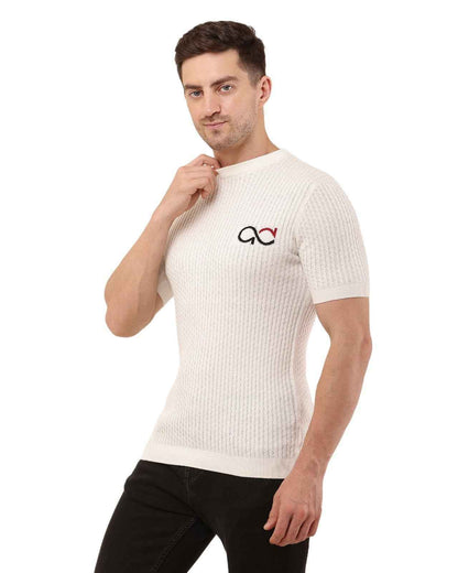Adada Men's Ribbed Knitted T-shirt - Short Sleeve Comfortable Style - EcomEdge