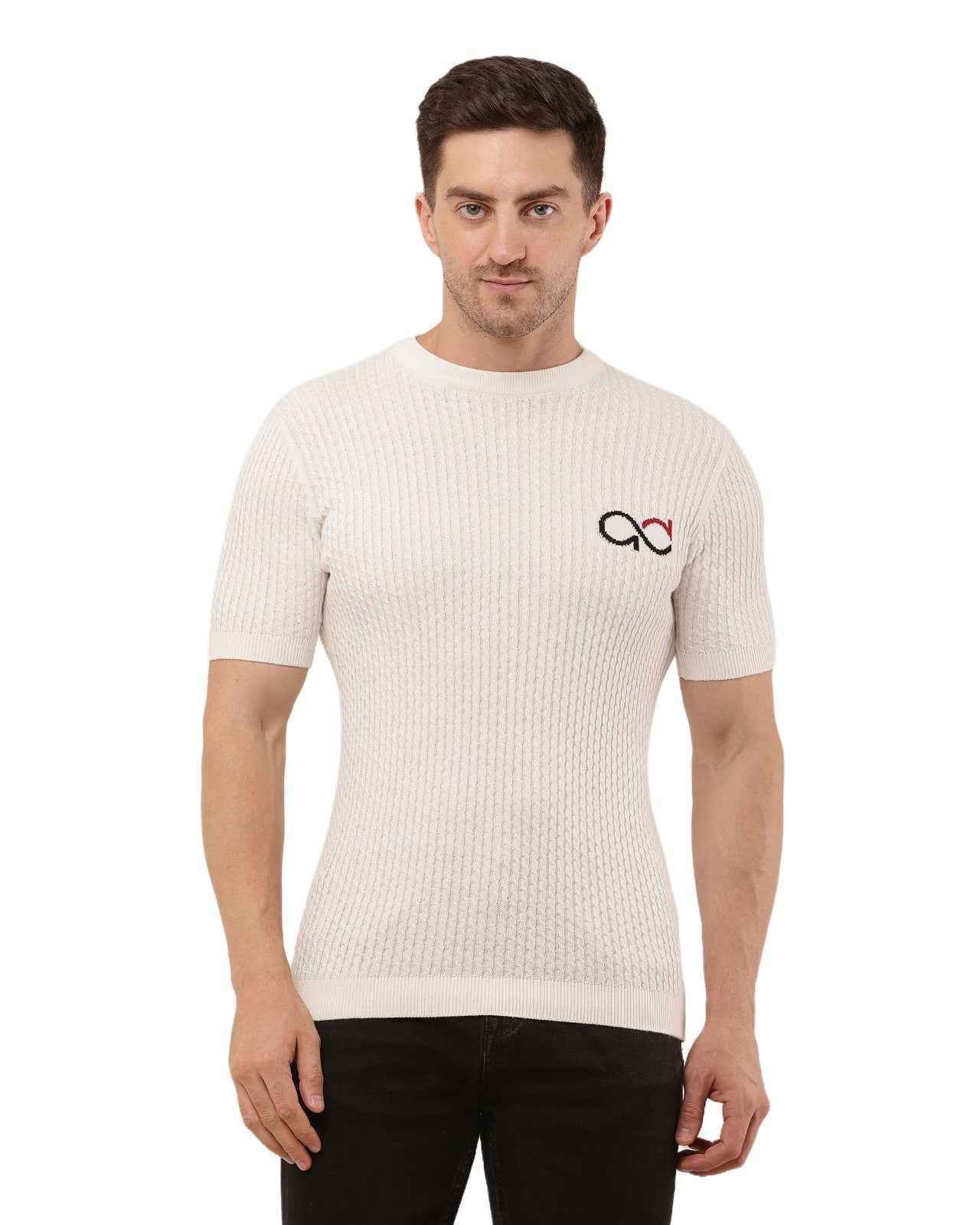 Adada Men's Ribbed Knitted T-shirt - Short Sleeve Comfortable Style - EcomEdge