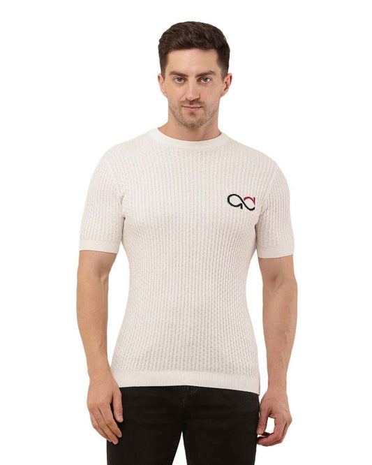 Adada Men's Ribbed Knitted T-shirt - Short Sleeve Comfortable Style - EcomEdge