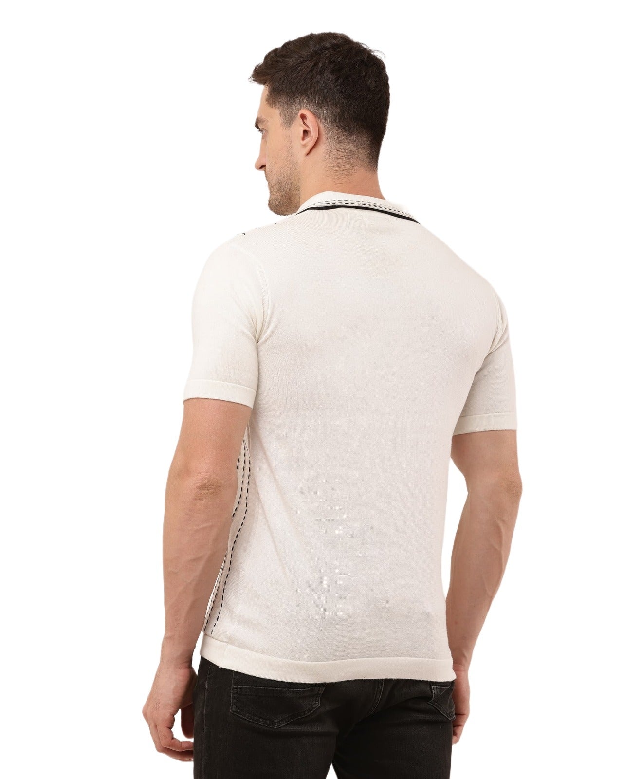 Adada Striped T-shirt for Effortless Style - Perfect Short Sleeve Knitted Tee for Any Occasion - EcomEdge