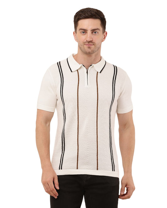Adada Striped T-shirt for Effortless Style - Perfect Short Sleeve Knitted Tee for Any Occasion - EcomEdge