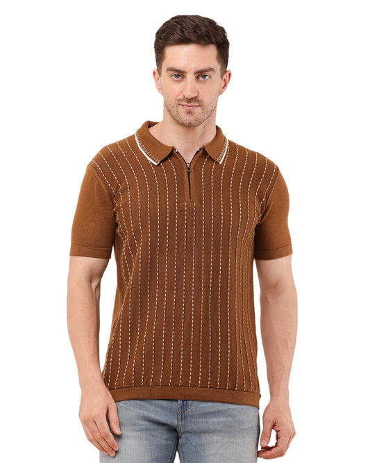 Adada Vertical Half Sleeve T-shirt - Stylish Knit for Every Occasion - EcomEdge