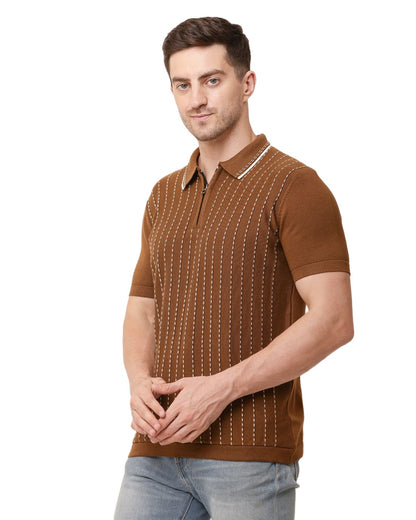 Adada Vertical Half Sleeve T-shirt - Stylish Knit for Every Occasion - EcomEdge