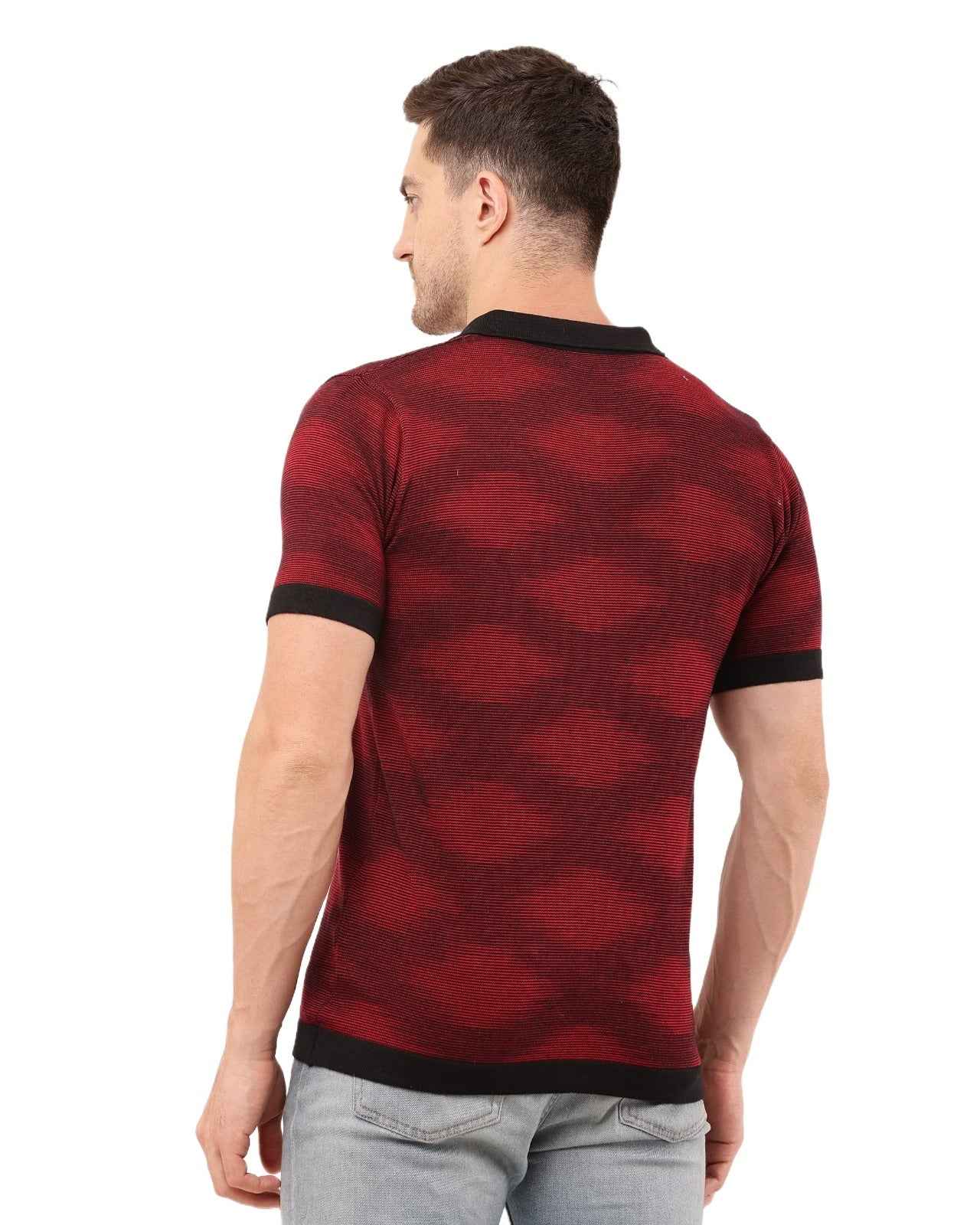 Adada Textured Short Sleev Knitted T-shirt Polo Collar Zipper - EcomEdge