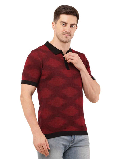 Adada Textured Short Sleev Knitted T-shirt Polo Collar Zipper - EcomEdge
