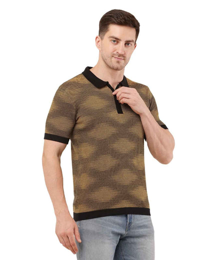 Adada Textured Short Sleev Knitted T-shirt Polo Collar Zipper - EcomEdge
