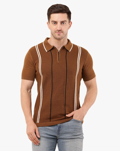 Adada Striped T-shirt for Effortless Style - Perfect Short Sleeve Knitted Tee for Any Occasion - EcomEdge