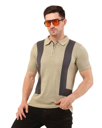 Adada Vintage Knitted Men's T-shirt - Half Sleeve in Black and White, Beige and Black - EcomEdge
