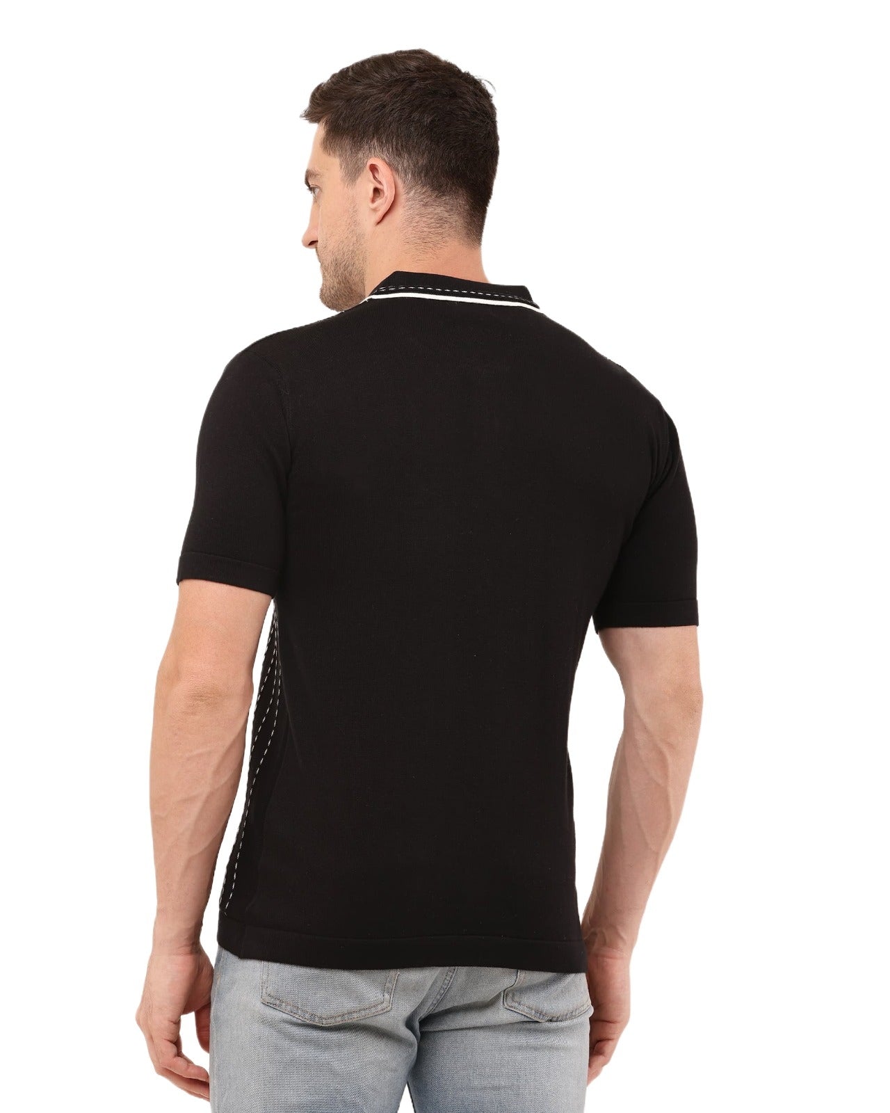 Adada Vertical Half Sleeve T-shirt - Stylish Knit for Every Occasion - EcomEdge