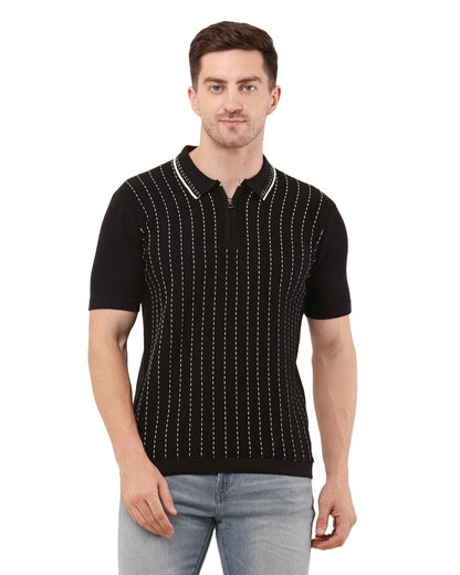 Adada Vertical Half Sleeve T-shirt - Stylish Knit for Every Occasion - EcomEdge