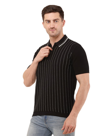 Adada Vertical Half Sleeve T-shirt - Stylish Knit for Every Occasion - EcomEdge
