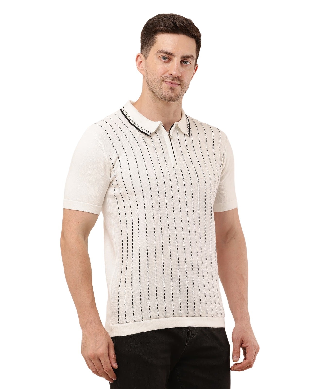 Adada Vertical Half Sleeve T-shirt - Stylish Knit for Every Occasion - EcomEdge