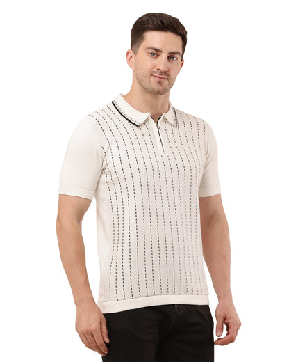 Adada Vertical Half Sleeve T-shirt - Stylish Knit for Every Occasion - EcomEdge