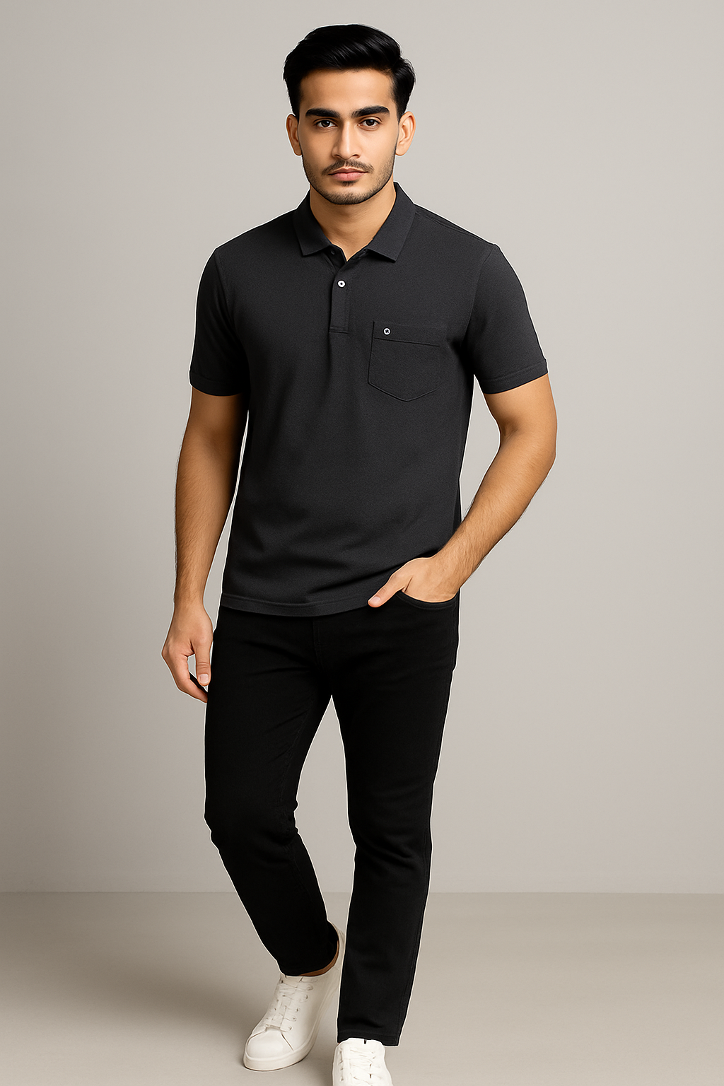 Cotton Candy Collar Pocket Button Hosiery T-Shirt Ecome-4009-2